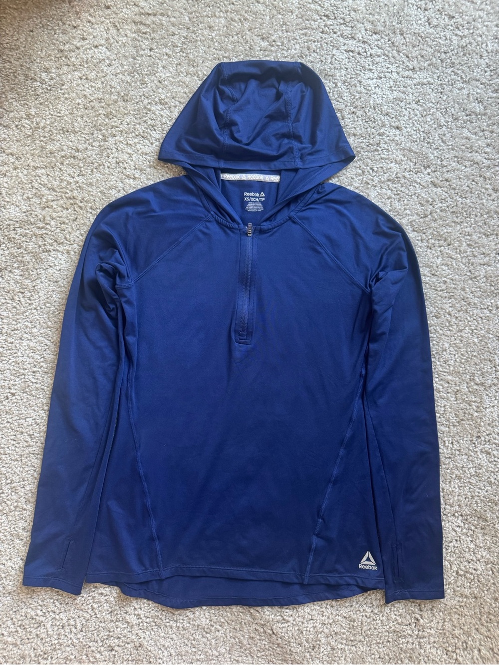 Reebok Blue Women's Hooded Quarter-Zip Pullover
